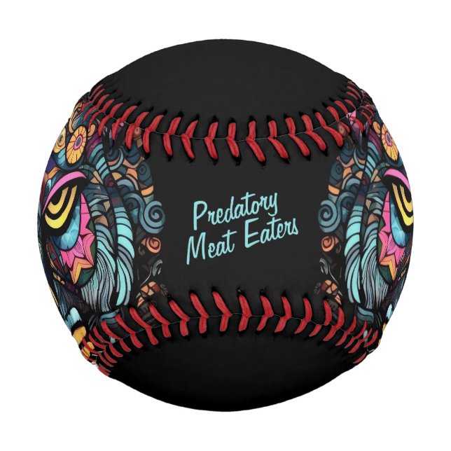 Pelota De Béisbol Awesome Tiger Head Team Name (Reverso)