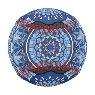 Pelota De Béisbol Azul de las flores de Mandela
