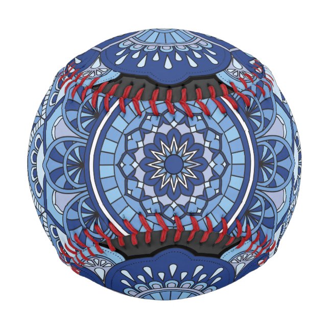 Pelota De Béisbol Azul de las flores de Mandela (Anverso)