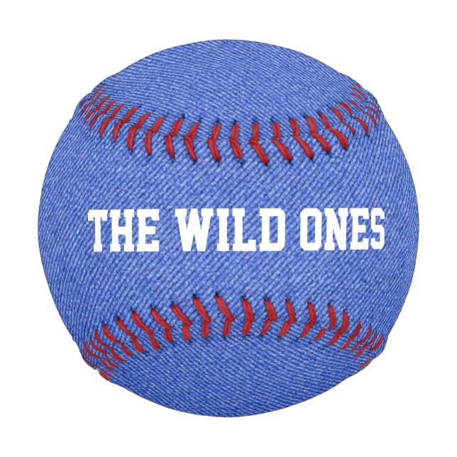 Pelota De Béisbol Azul Denim Aspecto Personalizado Béisbol (Reverso)