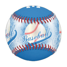 Pelota De Béisbol Azul | Deportes de béisbol Retro Blanco