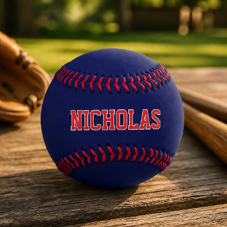 Pelota De Béisbol Azul Marino Nombre o Texto Personalizado 