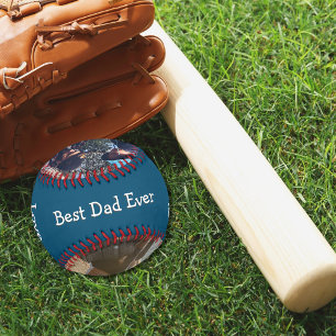 Pelota De Béisbol Azul moderno 3 foto mejor papá jamás beisbol