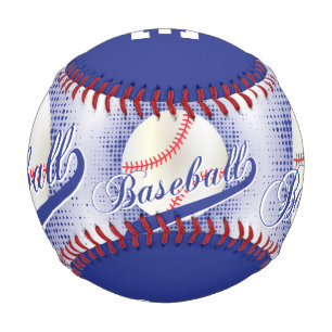 Pelota De Béisbol Azul oscuro   Deportes de béisbol Retro Blanco