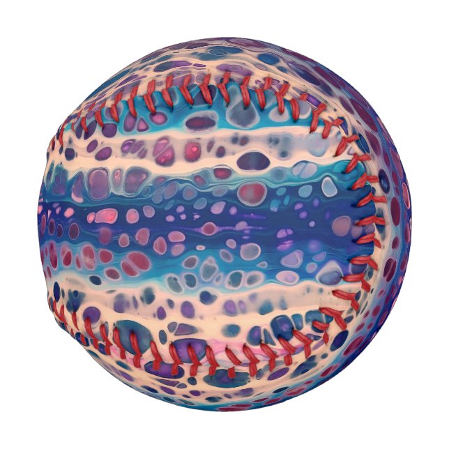 Pelota De Béisbol Azul Verde azulado Lilac Blanco Acrílico Abstracto (Reverso Izquierdo)