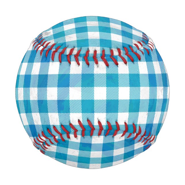 Pelota De Béisbol Azul y blanco de búfalo a cuadros (Reverso)