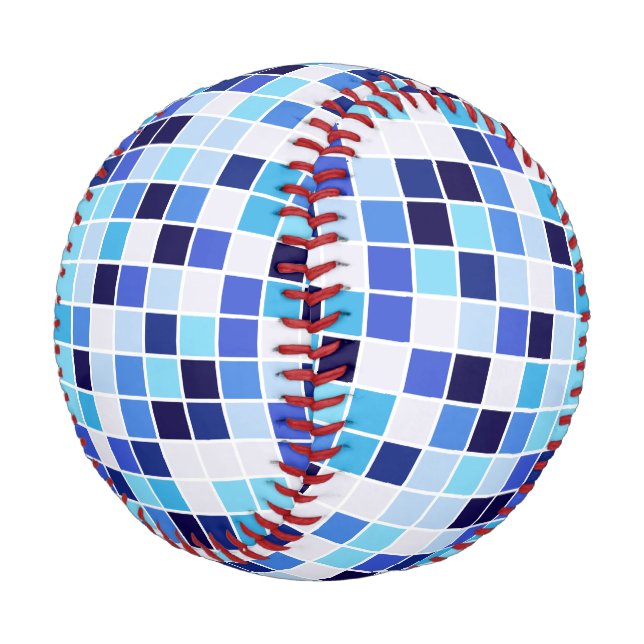 Pelota De Béisbol Baldosas de piscina, mosaicos azules, patrón geomé (Angular)