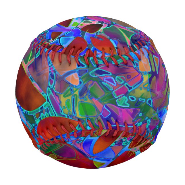 Pelota De Béisbol Ball Baseball Floral Abstract Vidrio Manchado (Anverso)