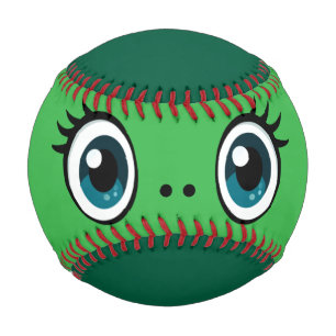 Pelota De Béisbol Balón verde con ojos grandes cara Béisbol