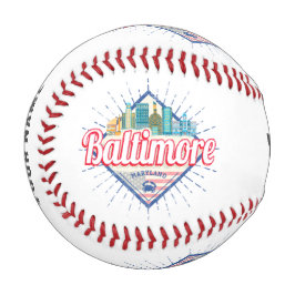Pelota De Béisbol Baltimore Maryland United States Skyline Vintage