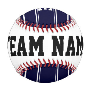 Pelota De Béisbol Bandas Azules De La Marina Con Monograma Personali