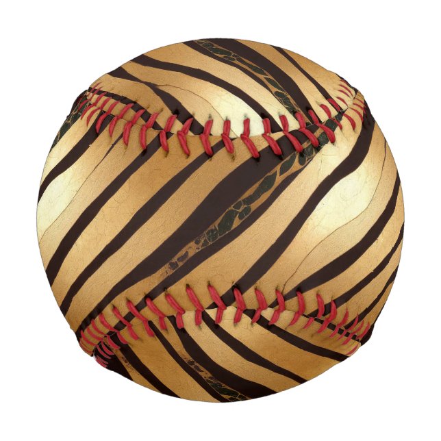 Pelota De Béisbol Bandas de impresión de leopardo marrón dorado (Anverso)