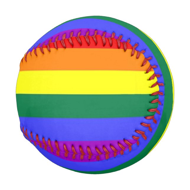 Pelota De Béisbol Bandera arcoiris del orgullo gay LGBT (Reverso Izquierdo)