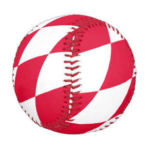 Pelota De Béisbol Bandera bávara de diamantes roja y blanca