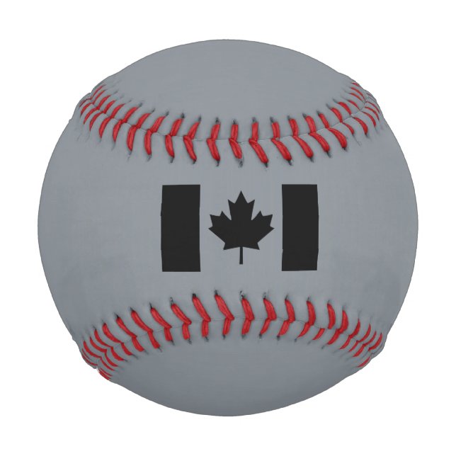 Pelota De Béisbol Bandera canadiense de diseño negro (Anverso)