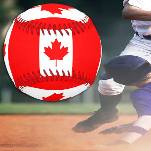 Pelota De Béisbol Bandera Canadiense y Bandera Canadiense / Bandejas