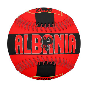 Pelota De Béisbol Bandera de Albania y Patriótico del Escudo de Arma