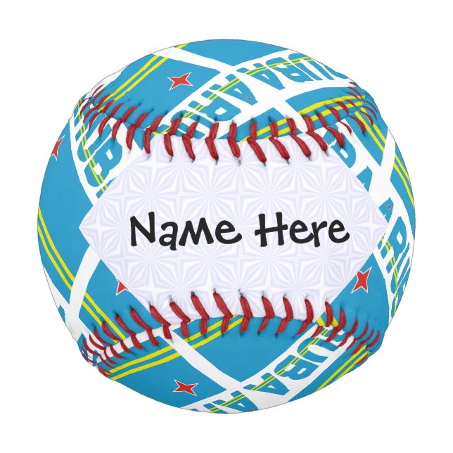 Pelota De Béisbol Bandera de Aruba y Aruba cubierta con tu nombre (Anverso)