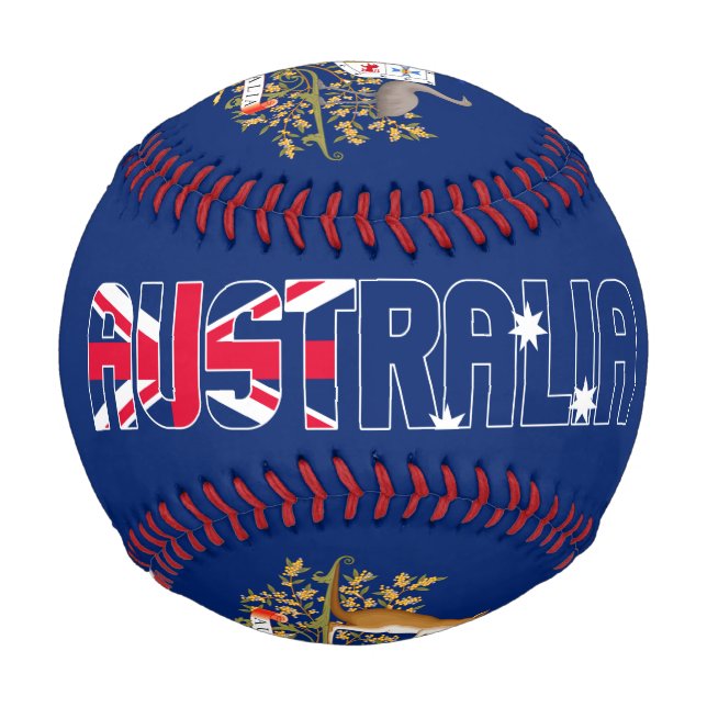 Pelota De Béisbol Bandera de Australia y Patriótico del Escudo de Ar (Anverso)