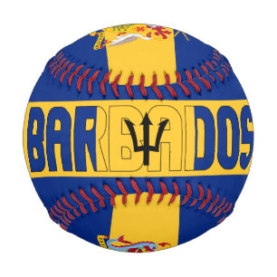 Pelota De Béisbol Bandera de Barbados y Patriótico del Escudo de Arm