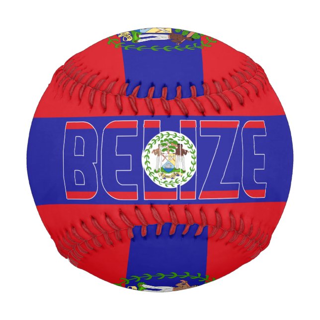 Pelota De Béisbol Bandera de Belice y Patriótico del Escudo de Armas (Anverso)