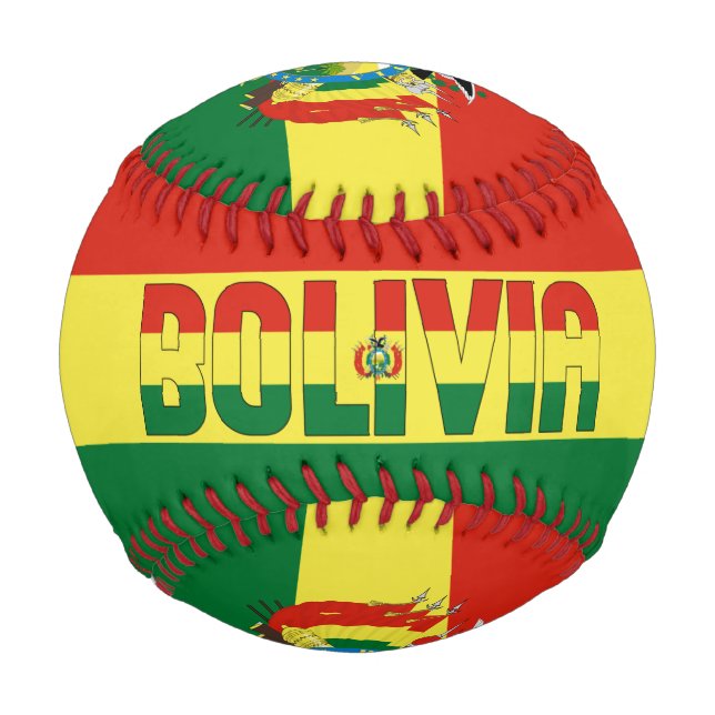 Pelota De Béisbol Bandera de Bolivia y Patriótico del Escudo de Arma (Anverso)