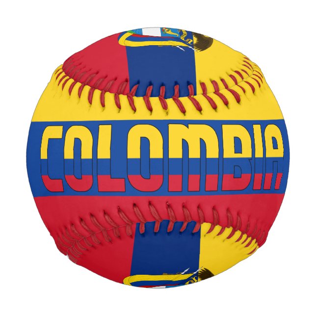 Pelota De Béisbol Bandera de Colombia y Patriótico del Escudo de Arm (Anverso)