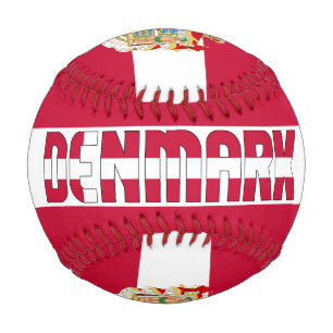 Pelota De Béisbol Bandera de Dinamarca y Patriótico del Escudo de Ar