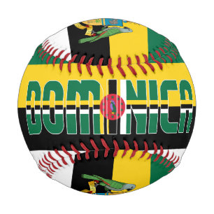 Pelota De Béisbol Bandera de Dominica y Escudo de Armas Patriótico