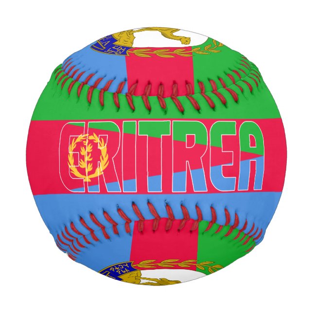Pelota De Béisbol Bandera de Eritrea y Patriótico del Escudo de Arma (Anverso)