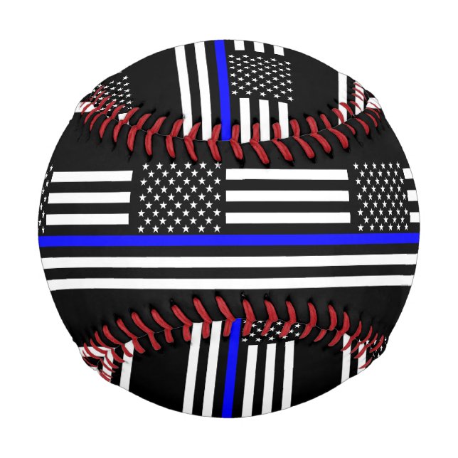 Pelota De Béisbol Bandera de Estados Unidos El Thin Blue Line Theme (Anverso)