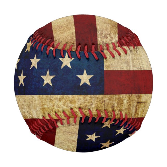 Pelota De Béisbol Bandera de Estados Unidos / Grunge (Reverso)
