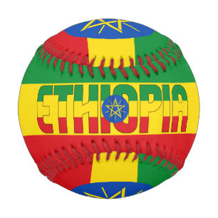 Pelota De Béisbol Bandera de Etiopía y Patriótico del Escudo de Arma
