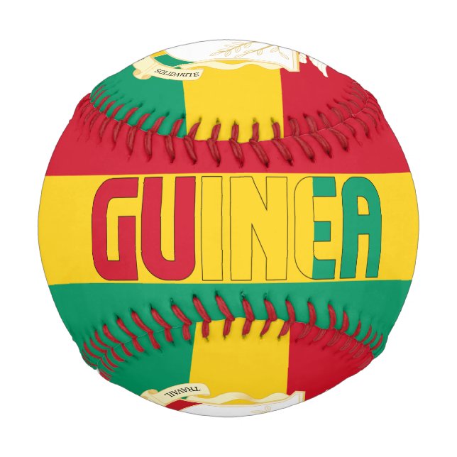Pelota De Béisbol Bandera de Guinea y Patriótico del Escudo de Armas (Anverso)