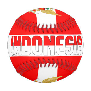 Pelota De Béisbol Bandera de Indonesia y Escudo Nacional Patriótico