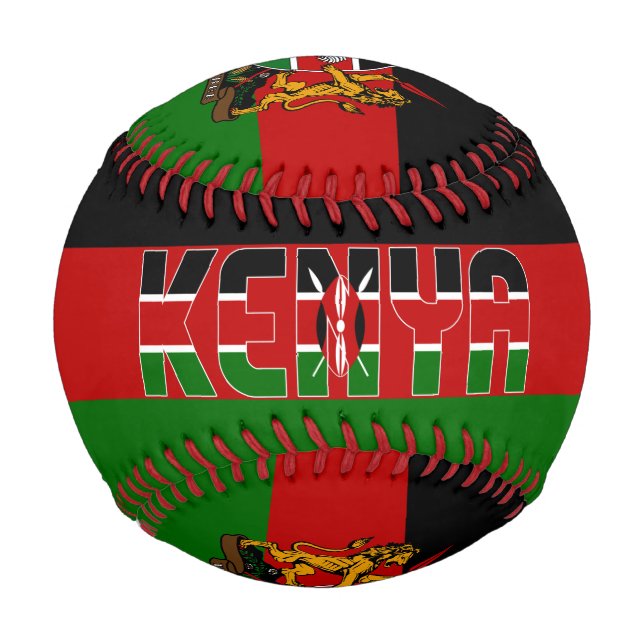 Pelota De Béisbol Bandera de Kenya y Patriótico del Escudo de Armas (Anverso)