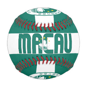 Pelota De Béisbol Bandera de Macao y Escudo de Armas Patriótico