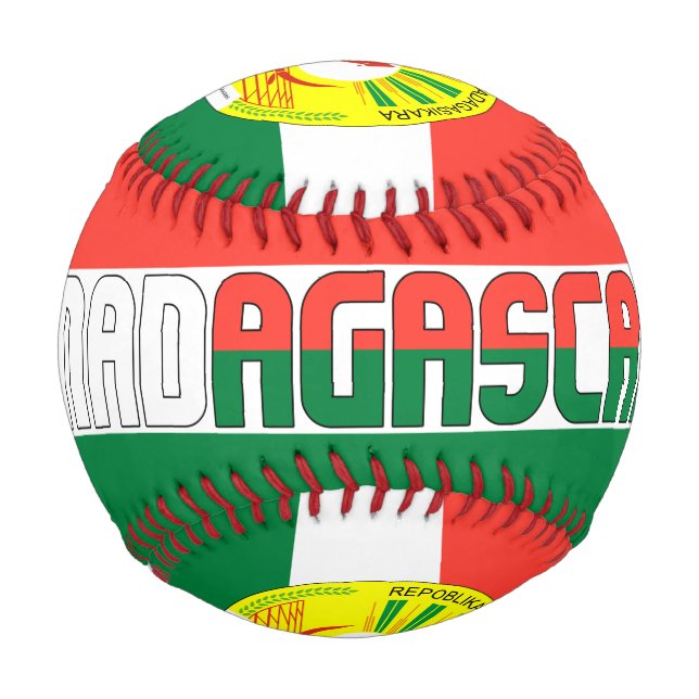 Pelota De Béisbol Bandera de Madagascar y Patriótico del Escudo de A (Anverso)