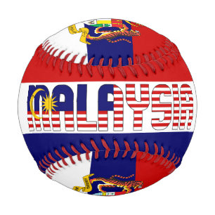 Pelota De Béisbol Bandera de Malasia y Escudo de Armas Patriótico