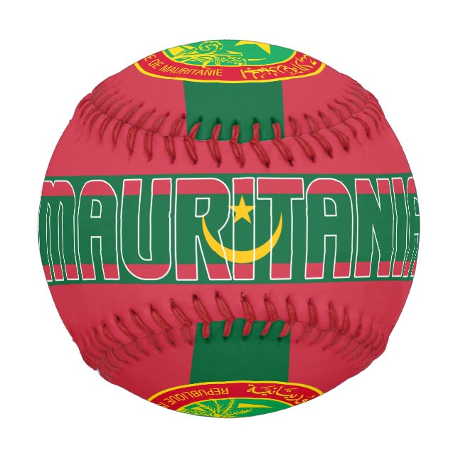 Pelota De Béisbol Bandera de Mauritania y Patriótico del Escudo de A (Anverso)