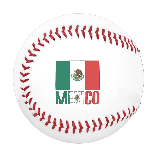 Pelota De Béisbol Bandera de México y México con tu nombre (Anverso izquierdo)