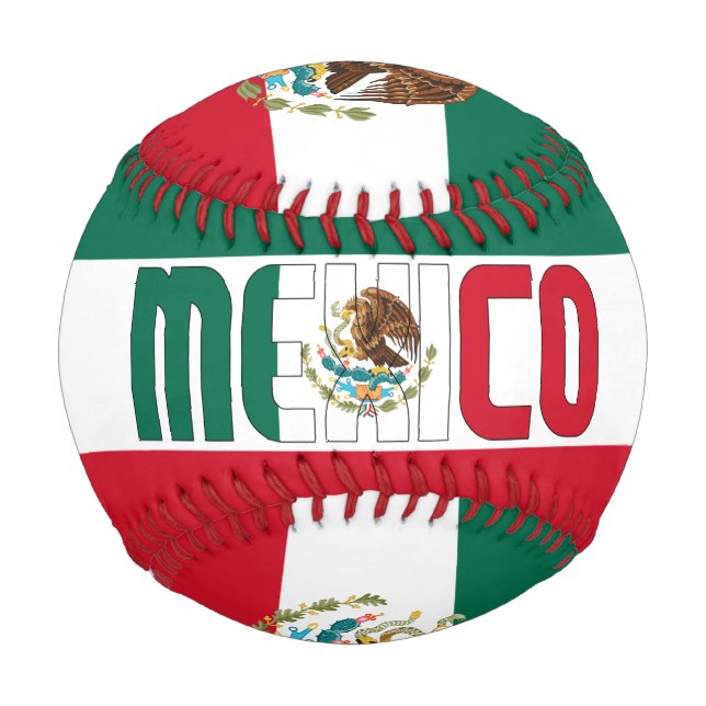 Pelota De Béisbol Bandera de México y Patriótico del Escudo de Armas (Anverso)