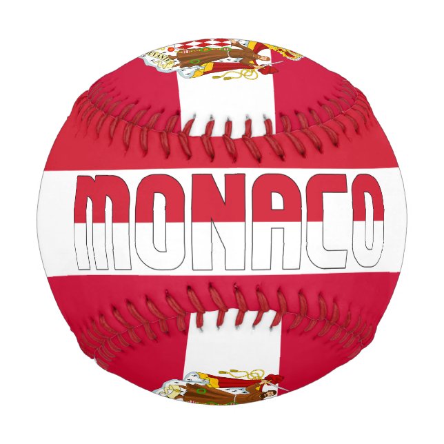 Pelota De Béisbol Bandera de Mónaco y Patriótico del Escudo de Armas (Anverso)