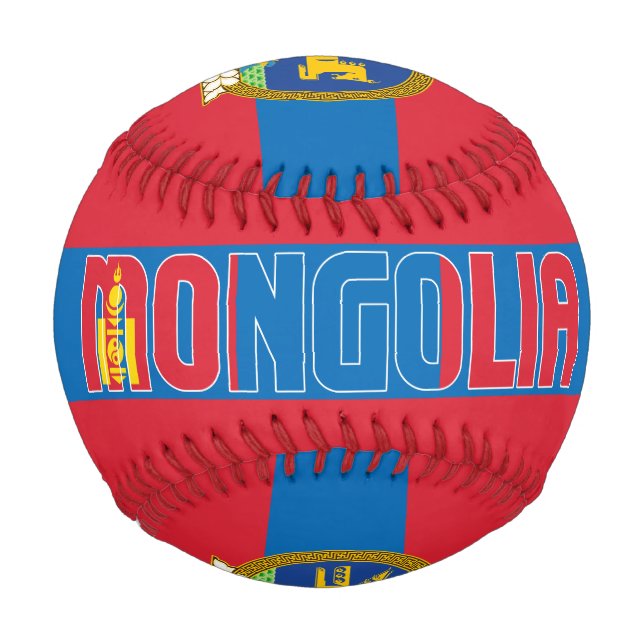 Pelota De Béisbol Bandera de Mongolia y Patriótico del Escudo de Arm (Anverso)