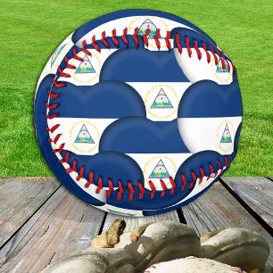 Pelota De Béisbol Bandera de Nicaragua, corazones - Baseballs, amar