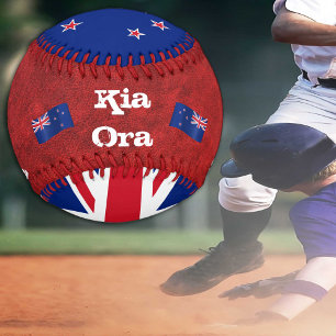 Pelota De Béisbol Bandera de Nueva Zelanda y Kia Ora de Nueva Zeland
