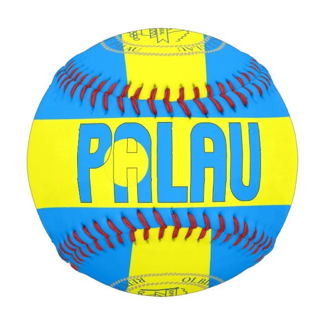 Pelota De Béisbol Bandera de Palau y Patriótico del Escudo de Armas (Anverso)