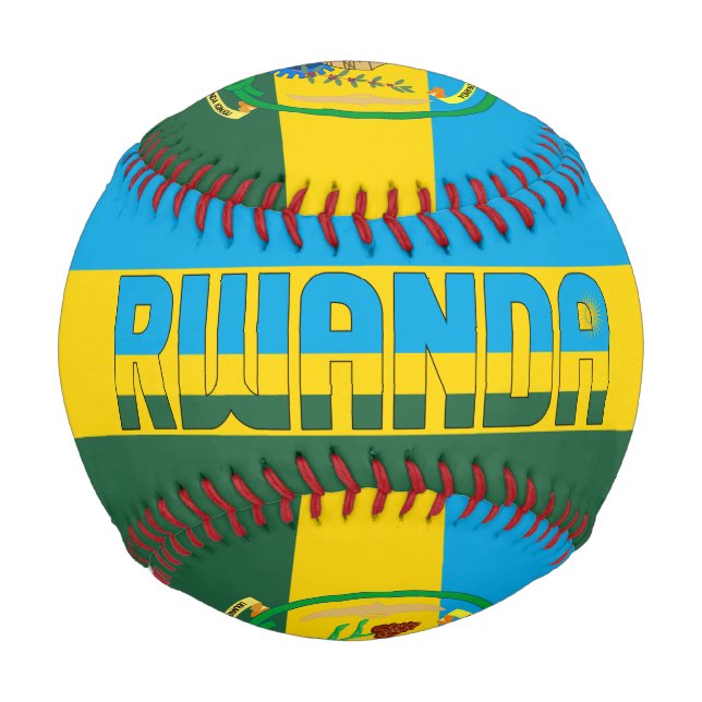 Pelota De Béisbol Bandera de Rwanda y Patriótico del Escudo de Armas (Anverso)