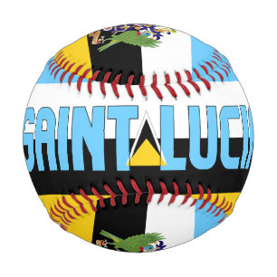 Pelota De Béisbol Bandera de Santa Lucía y Patriótico del Escudo de