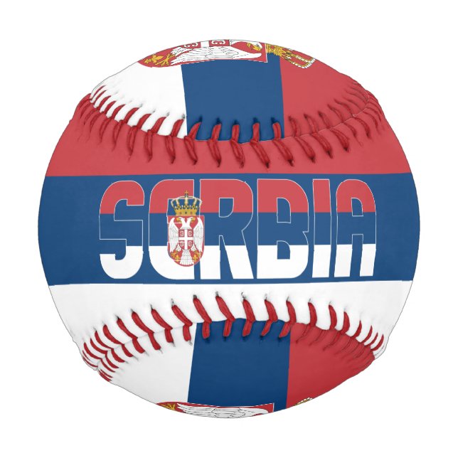 Pelota De Béisbol Bandera de Serbia y Patriótico del Escudo de Armas (Anverso)